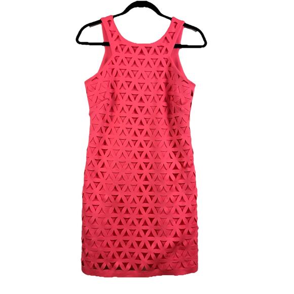 Lilly Pulitzer Mango Pink Sun Ray Daisy Laser Cut Scuba Ponte Shift Dress Small - Picture 1 of 16